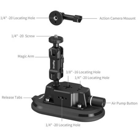 SmallRig 5842 - ramię Magic Arm, potrójna przyssawka 6